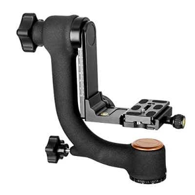 Image de Koolehaoda Tête de trépied Gimbal Panoramique 360 en avec Plaque à libération Rapide Standard 1/4&quot; et Niveau Bulle pour d&#039;appareil Photo Reflex numérique, Charge maximale 12KG