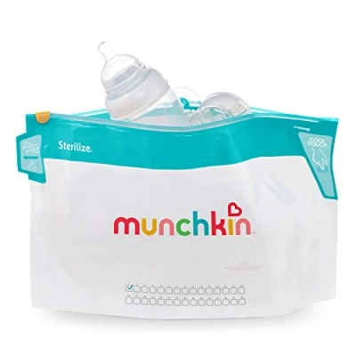 Image de Munchkin Sachets de Stérilisation Micro Onde Cool Touch, 6 Biberon et Tétine Réutilisables, Alternative aux Stérilisateurs à Froid Électriques, Mini Stérilisateur Voyage