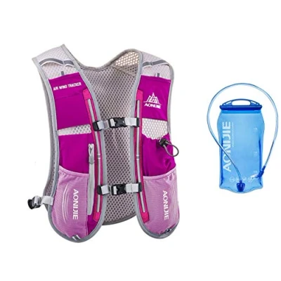 Image de Win.Deeper 5L Sac à Dos Hydratation Marathoner Running Race Gilet d&#039;hydratation (Rose Rouge avec 1,5 L vessie d&#039;eau)