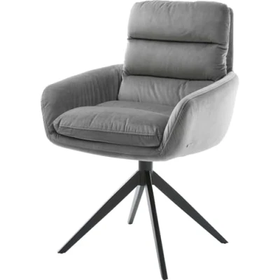 Image de Chaise pivotante Abelia Flex velours gris pied croisé large noir pivotement sur 360 fonction bascule