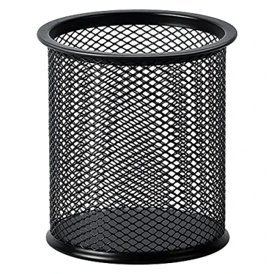 Image de Amazon Basics Tasse à stylos en maille métallique, 1 unités, lot de 1, noir