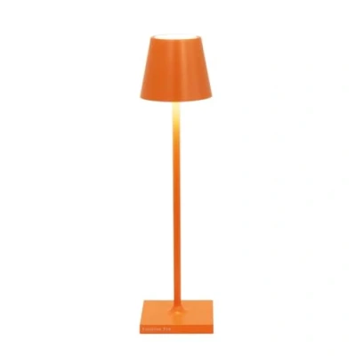 Image de Zafferano Poldina Pro Micro Lampe de Table LED sans Fil Rechargeable Tactile Dimmable d&#039;Intérieur et d&#039;Extérieur IP65 Temp. Lumière 2200 2700 3000K Aluminium H27,5 (Orange)