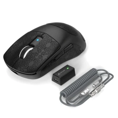 Image de EWEADN x Attack Shark R6 Lightspeed Wireless Gaming Mouse, Ultra légère 39G, HyperSpeed avec 8K Hz, Capteur PAW3950, Nordic52840, 42K DPI pour Jeu E Sport, Souris Programmables Tri Mode BlackPro