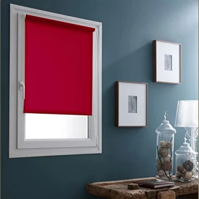 Image de MADECOSTORE Store Enrouleur occultant sans percer Rouge L36 x H170cm