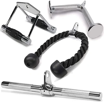 Image de Yes4All 4M82 TricepRope+StraightBar + Vshapped Bar Mixte, I. Corde Triceps Double D Barre Droite en V, Standard