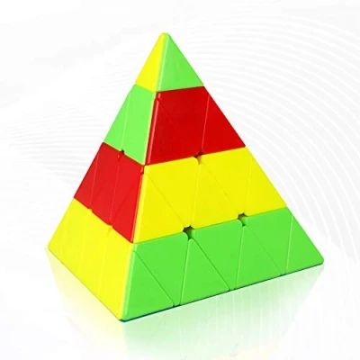 Image de FunnyGoo Mofangge 4x4 Pyramid Triangle Pyraminx Magic cube Speed Puzzle with One Display Stand (Stickerless)