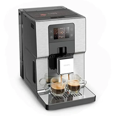 Image de KRUPS Machine à café grain, Pression 15 bars, 17 boissons, Cafetière grain avec broyeur, Système One Touch Cappuccino, Écran tactile, Voyants lumineux, Intuition Expérience, Noir EA876D10