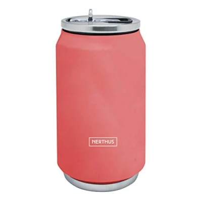 Image de Nerthus Fih 787 Boîte Isolante à Double Paroi Noir 330 Ml, Acier Inoxydable, Joint en Silicone, sans Bpa, 18/8, Corail