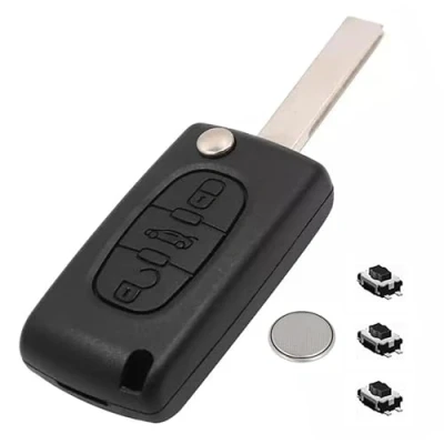 Image de LAKAMODO Coque Plip Clé Télécommande pour Citroen C1/C2/C3/C4 Picasso/C5/C6 + 3 Boutons switchs Pile (3 Coffre, CE0523, HU83 Lame rainurée)