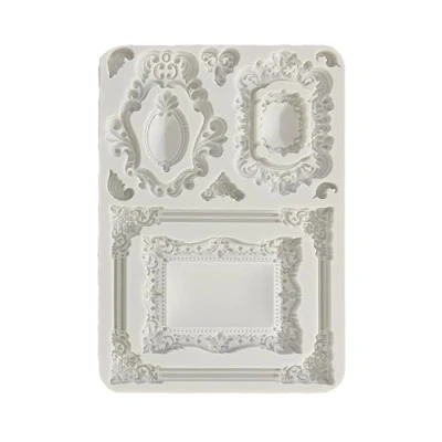 Image de Stamperia Moule en silicone A5 pour scrapbooking, bullet journaux et plus, cadres, surface non adhésive, convient l&#039;argile à séchage l&#039;air, la résine parfait l&#039;artisanat le