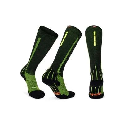 Image de DANISH ENDURANCE 1 ou 2 Paires de Chaussettes Contention 21 26 mmhg, Compression Optimale, Running &amp; Sport, Homme Femme Noir/Jaune 43 47