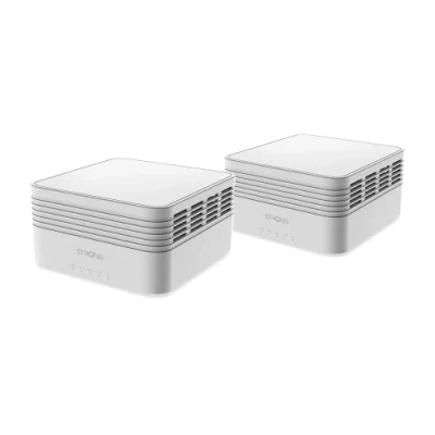Image de STRONG Kit WiFi Mesh Atria AX3000 Jusqu&#039;à 350 m² de Couverture 6 Supplémentaire Compatible Toutes Box &amp; Routeurs Standards Dual Band 2,4 GHz + 5 3 Ports Ethernet Blanc