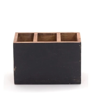 Image de DESIGN DELIGHTS Boîte à couverts avec tableau En bois d&#039;acajou 18 cm Porte pour écrire Panier