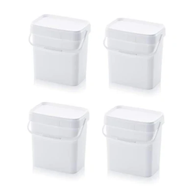 Image de 4X Eimer 10,3l rechteckig * 10l lebensmittelecht stapelbar Kunststoffeimer 10 Liter weiß 10Liter