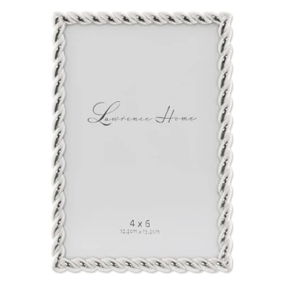 Image de Lawrence Frames Cadre en métal avec Motif Corde, 4 x 6, argenté