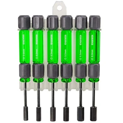 Image de Lot de 6 tourne écrous métriques petite taille (mini hexagonaux). Engineer DK 14, vert