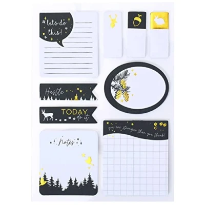 Image de Bullet Journal notes autocollantes Forêt d&#039;hiver 9 blocs différents de adhésives pour la période Noël To do ton carnet set 3