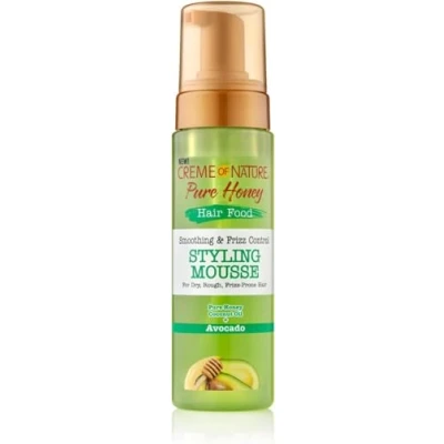 Image de Creme of Nature Pure Honey Hair Food Avocado, Mousse Coiffante à base d&#039;Huile d&#039;Avocat et de Miel, Soin Coiffant pour Cheveux Bouclés Frisés Crépus, Définit les boucles Réduit frisottis 207ml