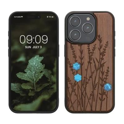 Image de kwmobile Housse Compatible avec iPhone 15 Pro Coque Étui de Protection Rigide Antichoc Cadre en TPU Brun foncé
