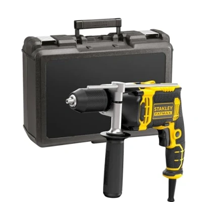 Image de Stanley Perceuse à Percussion FMEH750K QS 750 W Vitesse Variable 54400 cps/min Mandrin 1 Main 13 mm Filaire et Compacte Livrée en Mallette Gamme FATMAX Noir/Jaune