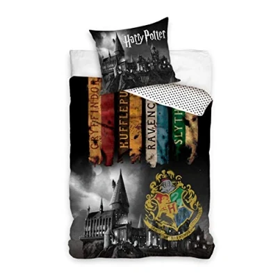 Image de Parure de lit harry potter poudlard dark 100% coton noir convient à un une personne