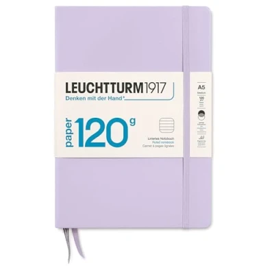 Image de LEUCHTTURM1917 370339 Carnet de notes Medium (A5), EDITION 120, Papier 120 gr/qm, Couverture rigide, 203 pages numérotées, Lilac, ligné