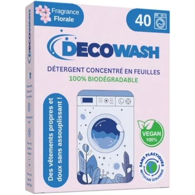 Image de Lessive en bandes pour machine à laver (maximum 80 lavages) Effet adoucissant, écologique, hypoallergénique, végétalien et cruelty Free Linge propre doux sans salir la planète (Floral)