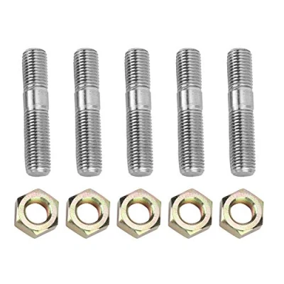 Image de Qiilu 50mm 5 pièces Kit de Turbo Vis et Écrous, Goujons en Acier Inoxydable pour DSM 1G, EVO1 10 (M10x1.25)