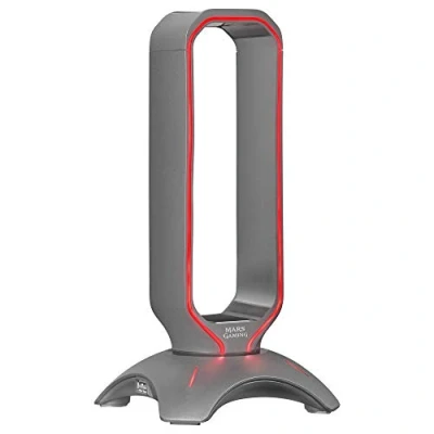 Image de Mars Gaming MHHXW, Support Pour Casque Gaming, RGB Flow, 2x USB 2.0, Noir