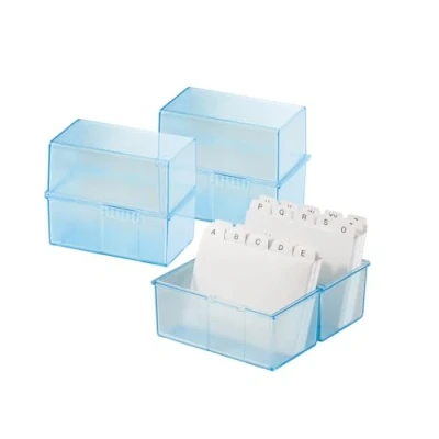 Image de HAN 977 64 Lot de 3 boîtes à fiches format A7 transversales design translucide et attrayant pour 300 cartes avec charnières en acier Bleu