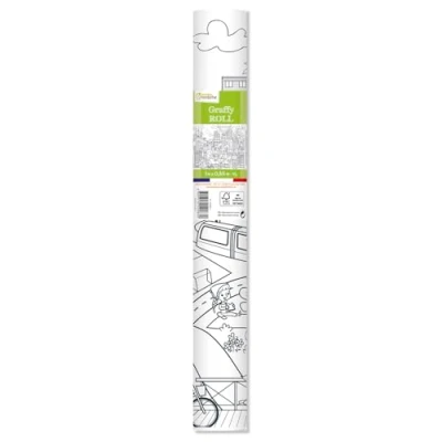 Image de Avenue Mandarine GY083C Un rouleau 5mx35cm Graffy Roll composé d&#039;une feuille affiche 90 g préimprimée d&#039;un dessin de 50 cm répété 10 fois, Ville écologique