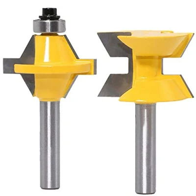 Image de WSOOX 2Pcs Router Bit Set 8mm Shank 120 degrés Fraise à bois Rainure de travail du Outil ciseau coupe