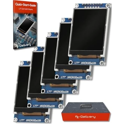 Image de AZDelivery 5 x 1,77 Pouces Écran TFT ST7735 128x160 Pixels Compatible avec Arduino et Raspberry Pi incluant Un Ebook!