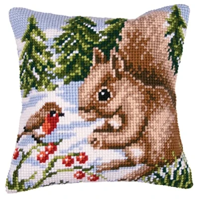 Image de Vervaco Kit coussin au point de croix Lapins dans la neige