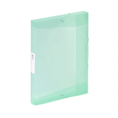 Image de Viquel Chemise 3 rabats en plastique grande capacité Propysoft Boite de classement A4 avec étiquette d&#039;identification Vert pastel translucide
