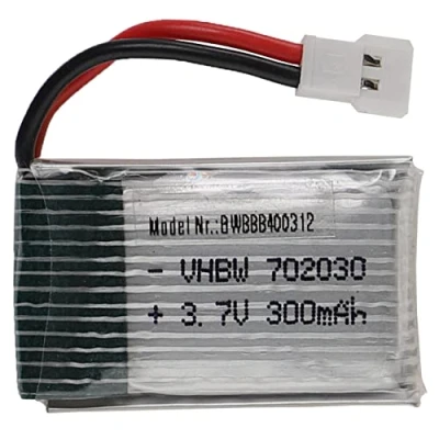 Image de vhbw Batterie Compatible avec XH 2.54 2P connecteur pour modéle RC par ex. Voiture de Course Avion (300mAh, 3,7V, Li polymère, 34 x 20 8,5 mm)