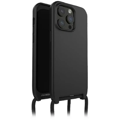Image de OtterBox React Lanyard coque avec MagSafe pour iPhone 15 Pro Max, de protection ultra fine collier, sangle réglable et amovible, testé selon les normes militaires,Noir,Livré Sans Emballage