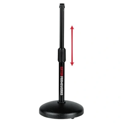 Image de Gator Frameworks GFW MIC 0501 Pied de microphone bureau avec base lestée ronde et hauteur réglable