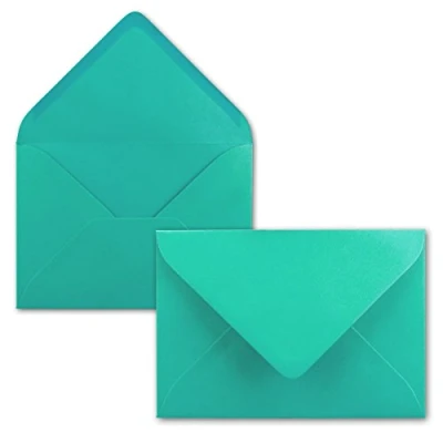 Image de 50x enveloppes C6 couleur: bleu pacifique (turquoise) 11,4 x 16,2 cm fermeture: gommée pour papier A4, A5, A6 et invitations, salutations lettres FarbenFroh by GUSTAV NEUSER