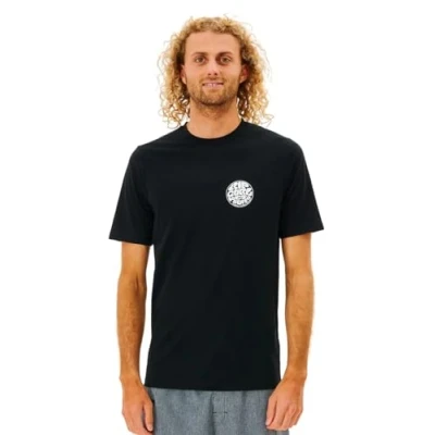 Image de RIP CURL Icons of Surf Rash Vest à Manches Courtes pour Homme Noir Protection Solaire UV et Properties SPF