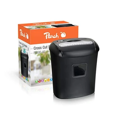 Image de Peach PS500 40A Destructeur de Documents à Coupe croisée avec 12 Feuilles Papier Huile 21 l Particules 5 x 16 mm (P 4) Conforme au RGPD