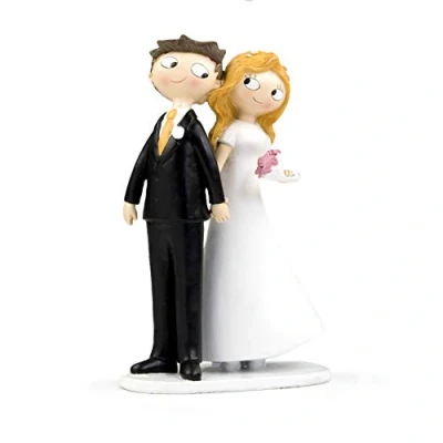 Image de Mopec Pop &amp; Fun Figurine pour gâteau, Couple de mariés se Tenant la Main, Blanc cassé, 21,5 cm