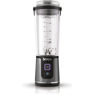 Image de Ninja Blast blender portable, 530 ml, couvercle résistant aux fuites et bec verseur, mini sans fil puissant, rechargeable, smoothies, shakes protéinés, mixe fruits glaçons, noir, BC151EUBK