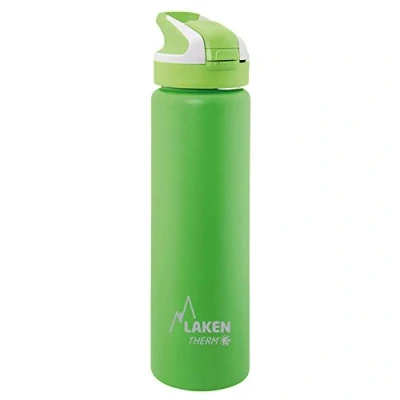 Image de Laken Therm Summit Bouteille d&#039;eau isotherme en acier inoxydable, Bouchon de Sport avec Paille, Grande Ouverture, 750ml, Vert