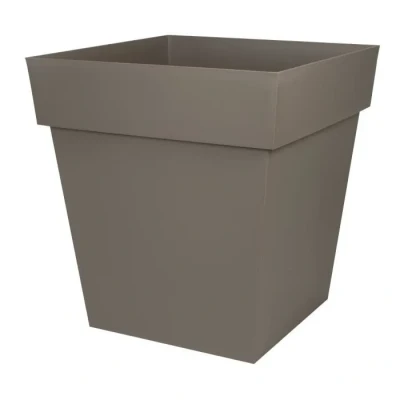 Image de EDA Pot de Fleur Carré Toscane 50 cm Volume 87 L 49,5 x H.52,5 Taupe