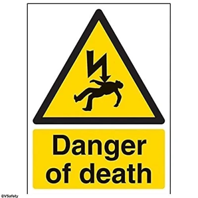 Image de vsafety Signes 68027 an r &quot;Danger de Mort d&#039;avertissement Panneau électrique, 1 mm en plastique rigide, Portrait, 150 x 200 mm, noir/jaune