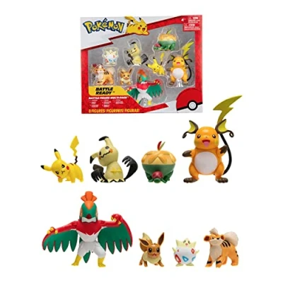 Image de POK Pack de 8 figurines W9 (Pikachu, Eevee , Appletun, Growlithe, Mimikyu, Togepi, Raichu, Hawlucha)