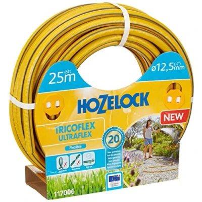 Image de HOZELOCK Tuyau Tricoflex Ultraflex Ø 12,5mm (1/2&quot;) 25 M : d&#039;Arrosage Flexible, Résistant aux Intempéries et Robuste, Technologie &quot;TNT Non Torsion&quot;et &quot;Soft&amp;Flex&quot;, 40% PVC Recyclé [117006]
