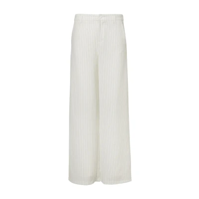Image de QS Streifenmit Weitem Pantalon classique, Femme, Taille: 32x30, Wollweiß