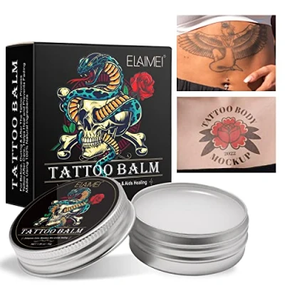 Image de CCKULOOB Tattoo Butter tatouage Crème, Balm Crème de soin pour Accélère la Cicatrisation, Réduit les Démangeaisons et Croûtes, Hydrate, 30g